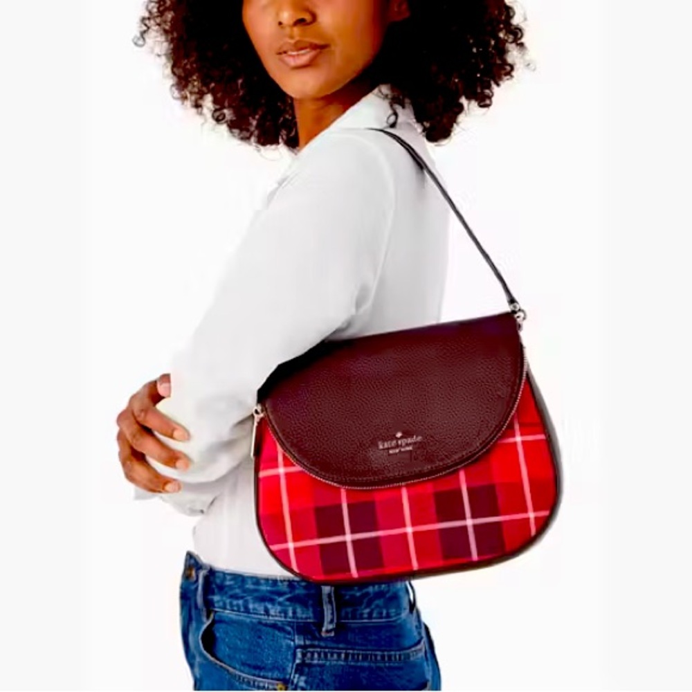Leila Plaid Medium Flap Shoulder Bag - Picture 2 of 3